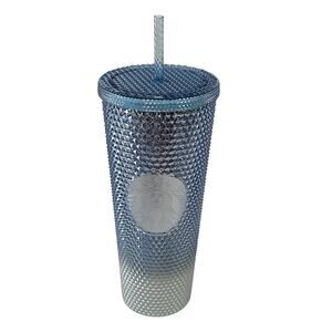 STARBUCKS NWT Icy Blue Silver Ombre Studded Tumbler Venti 24 Oz Cold Cup
